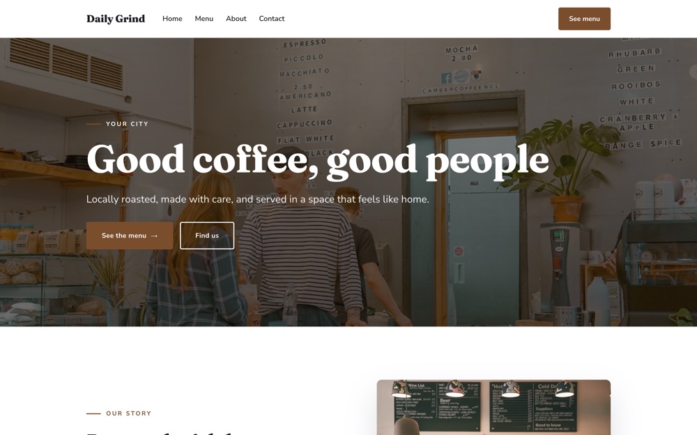 Coffee Shop / Cafe website template