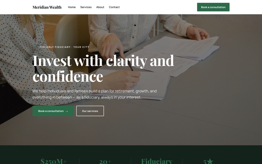 Financial Advisor website template