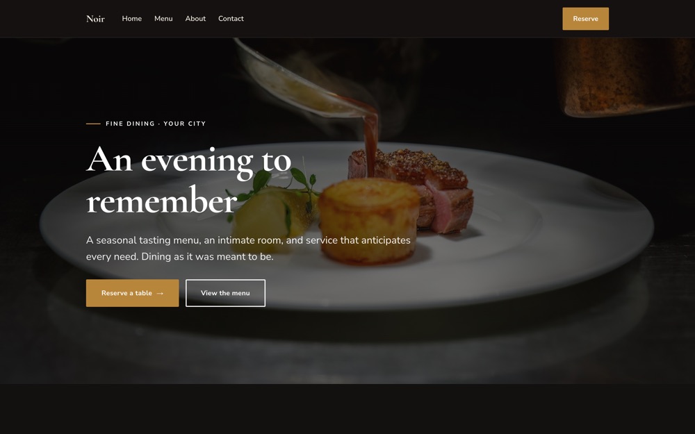 Fine Dining Restaurant website template