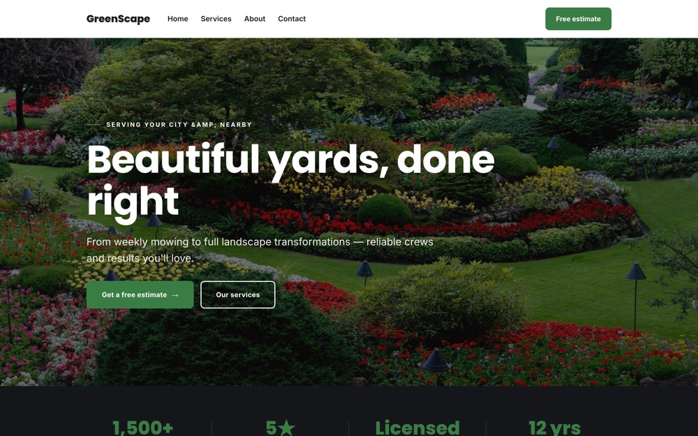 Landscaping website template