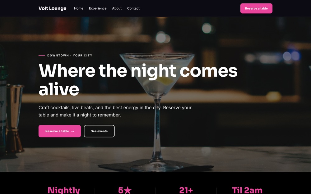 Nightlife / Bar / Lounge website template