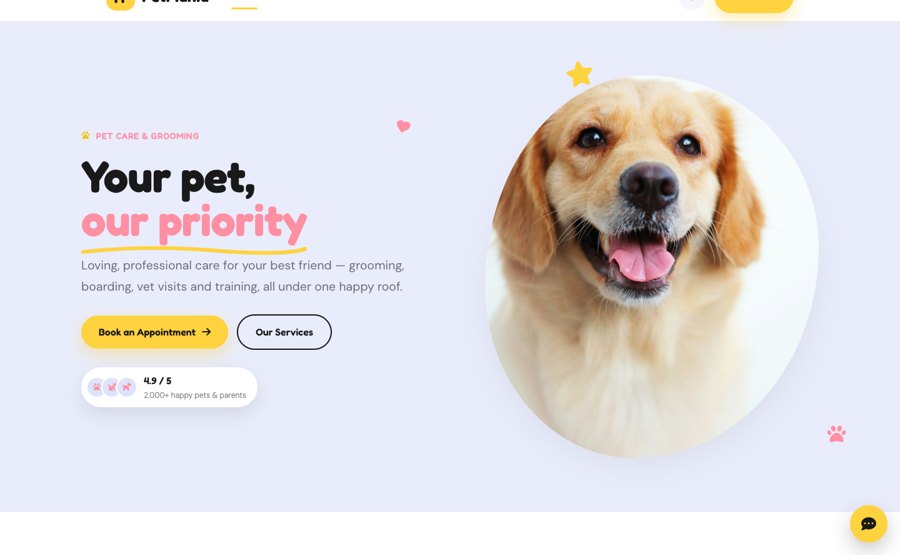 Pet Care — PetMania website template