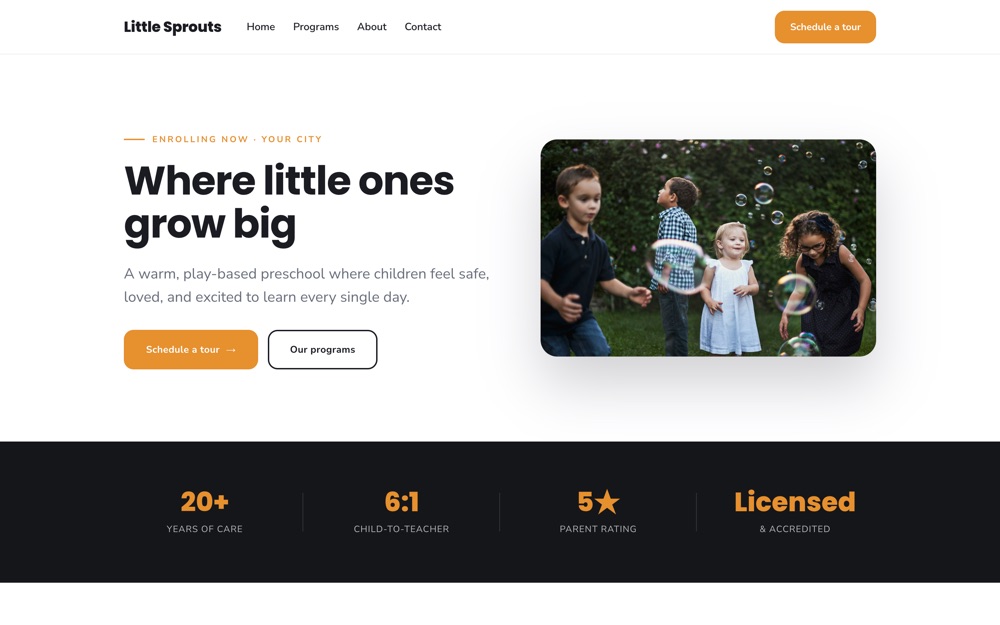 Preschool / Daycare website template