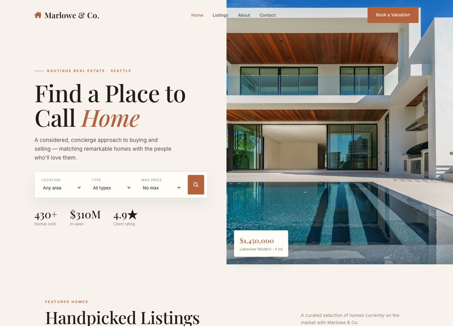 Real Estate — Marlowe & Co. website template