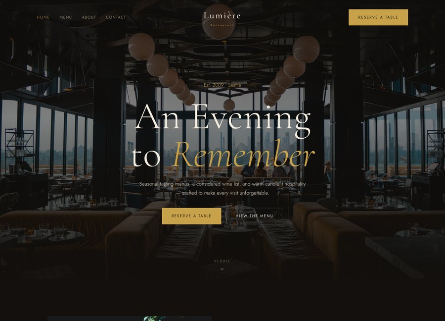 Restaurant — Lumière website template