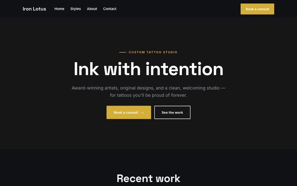 Tattoo Studio website template